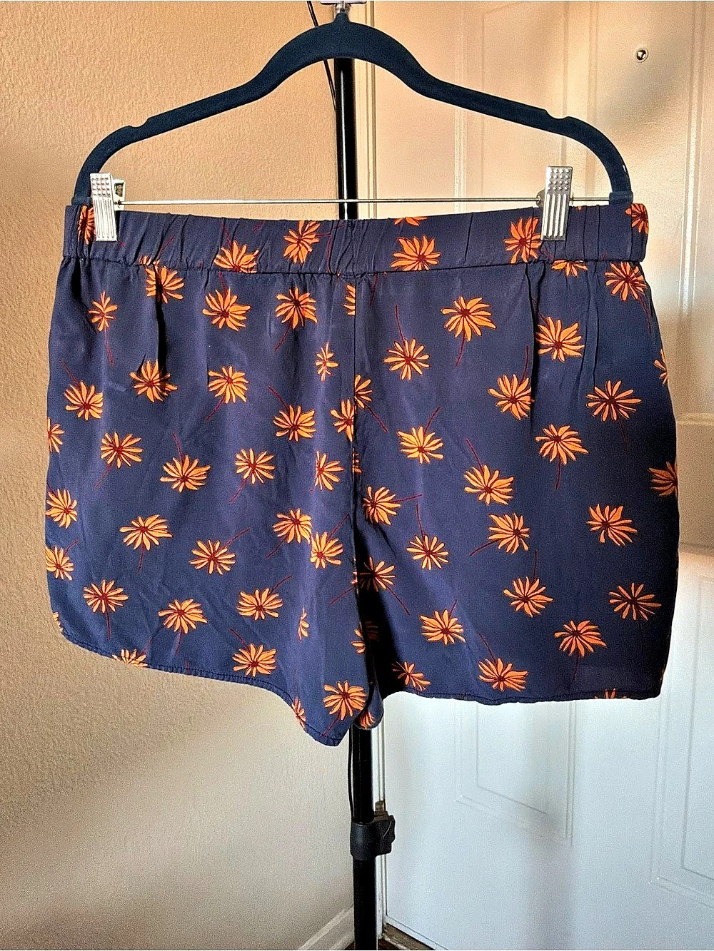 Madewell Pull-On Tie Shorts Floral Shorts Blue & Orange Large